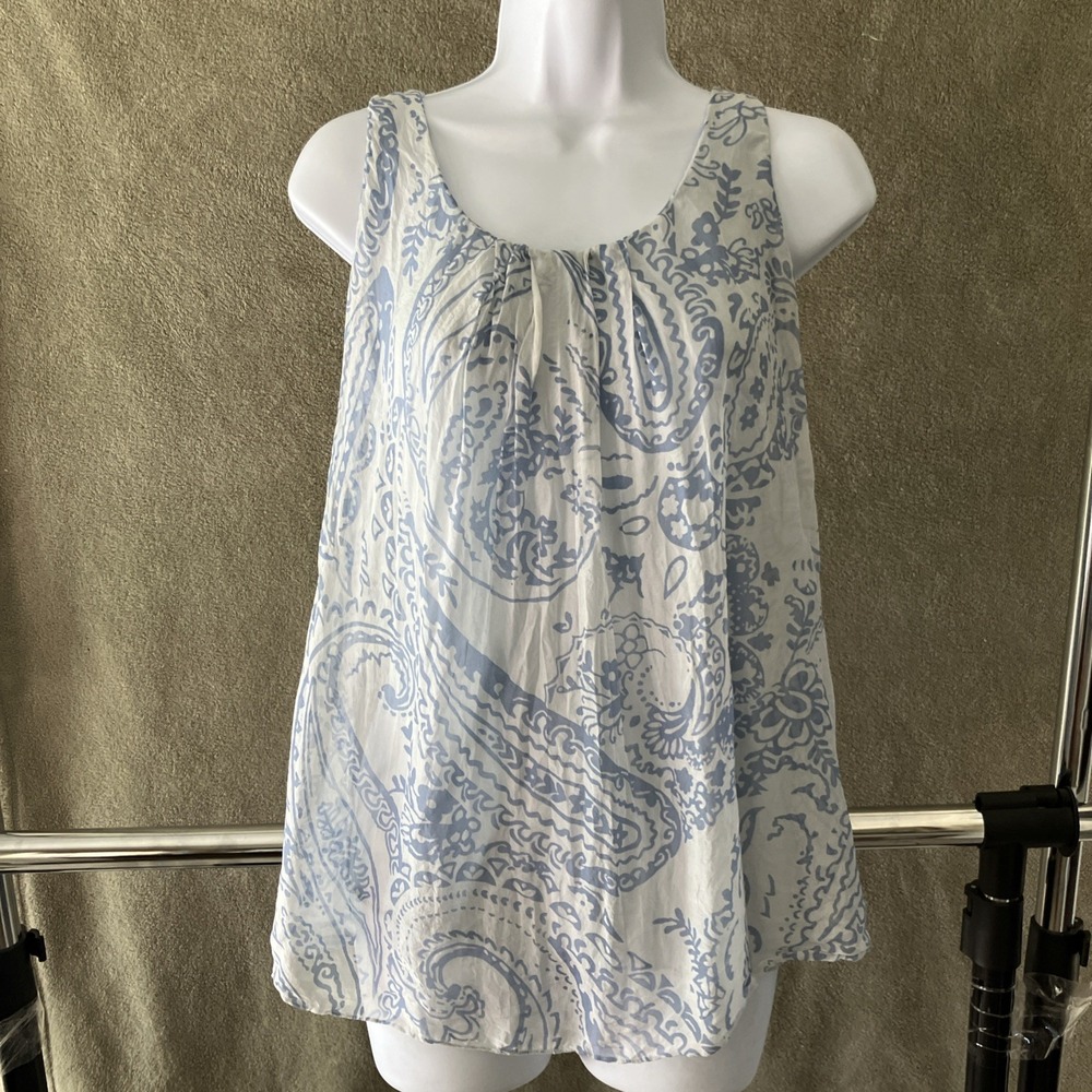 Carla Conti Women's Tank Top Blue Smal Silk Made‎ In Italy Fairy Boho Artsy